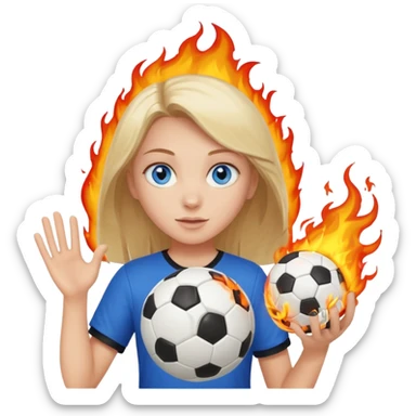 Boneca segurando uma Bola de futebol que está queimando sticker