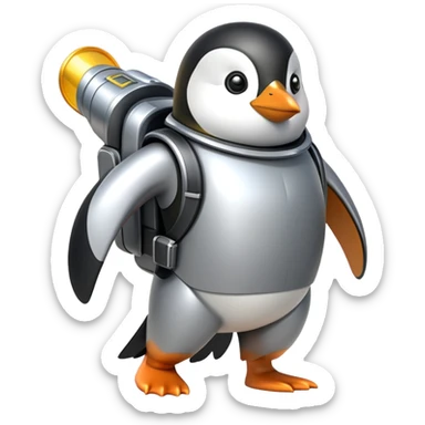 penguin with a jetpack sticker