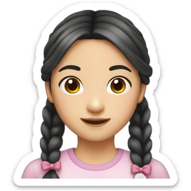 Asian girl with pigtails sticker