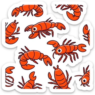  dancing lobster eating fried  shrimp ￼ sticker