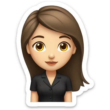 light brunette girl, indigenous features with wide hips, thin waist, straight shoulder-length hair, casual standing pose, elegant black suit dress sticker