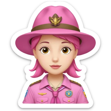 scout bpy with very pink scout uniform including hat sticker