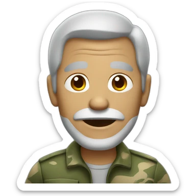 old man with short gray hair dressed in camouflage sticker