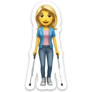 Woman on crutches sticker
