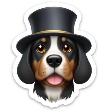 dog with willy wonkas hat sticker