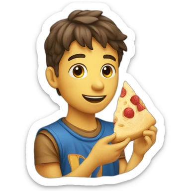 Young man eating a camenbert sticker