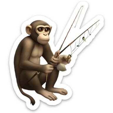 Monkey fishing  sticker