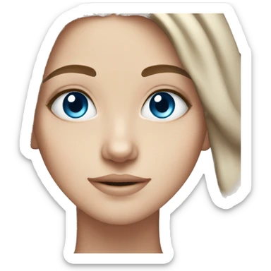 White girl long brown hair blue eyes sticker