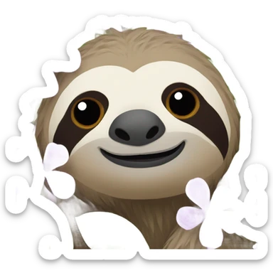 Sloth with purple flowers sticker