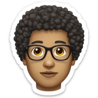 lightskin afro hair glasses sticker