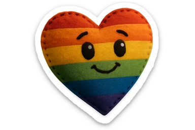 rainbow pride heart, plush portrait style, no text sticker
