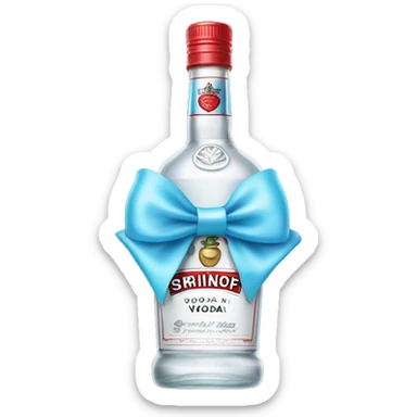 smirnoff vodka bottle with a small light blue bow on it sticker