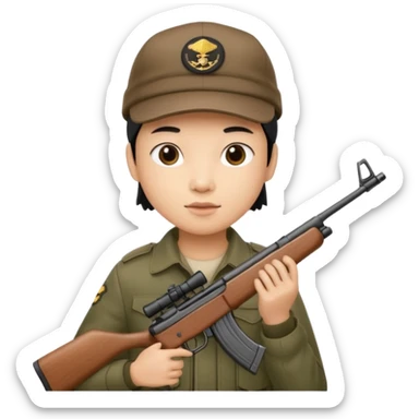 tung tung tung sahur met zijn kap aan en een geweer in zijn hand sticker