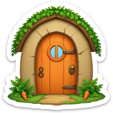 Rabbit burrow with carrot door sticker