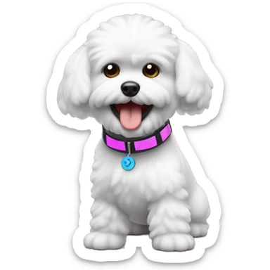 Bichon freise con audifonos bailando sticker