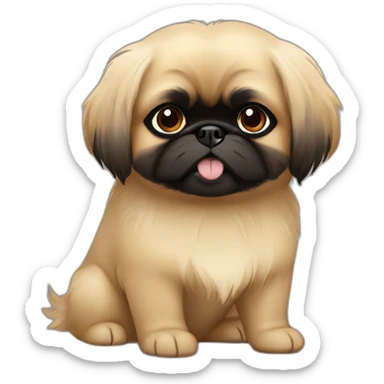 Black face pekingese beige body sticker