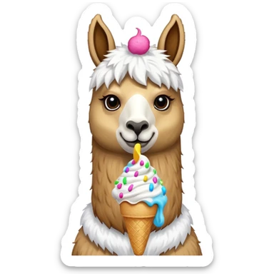 Llama with ice cream sticker