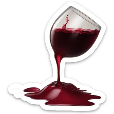 Spilled red wine glass on rag sticker
