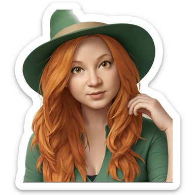 orange haired girl in hat sticker