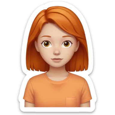 Pretty ginger hair girl wearing pastel orange shirt sticker