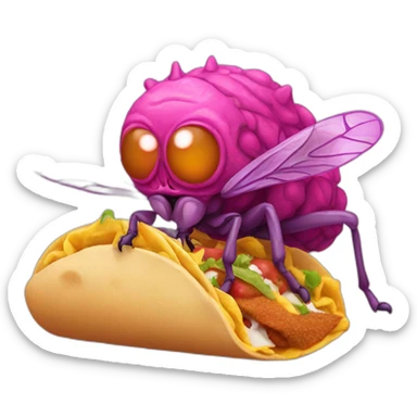 pink zombie fly eating a taco sticker