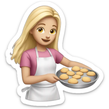 Small girl baking cookies long blonde hair sticker