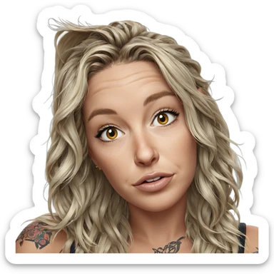 blonde girl portrait with tattoo sticker