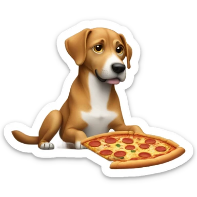 DOG EATING PIZZA WATCHING TV ON COUCH sticker
