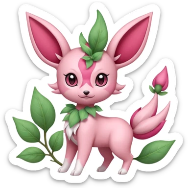Rosy floral romantic cute kawaii Ivy-Scizor-Sylveon-Leafeon-Pokémon-Digimon-Fakémon-hybrid-fusion-creature sticker