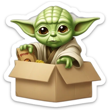 YODA CARGANDO CAJA CON MERCANCIA CHINA sticker