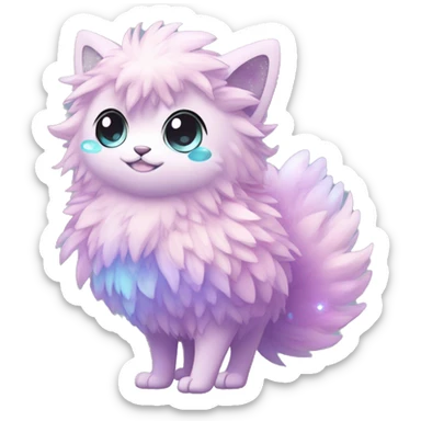 Shiny Shy Cool Sparkly Colorful Pastel Fluffy beautiful fantasy Kawaii Ethereal Sona Fakemon-animal Full Body sticker
