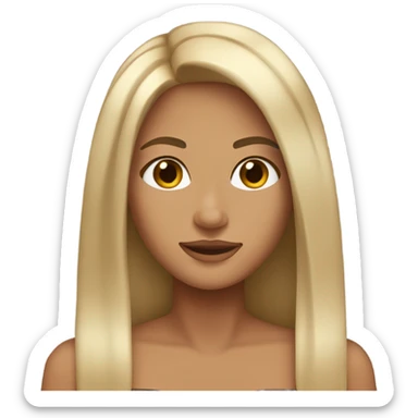 Brunette with blonde highlights and straight hair and brown eyes and tanned skin sticker
