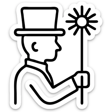 Victorian chimney sweep with broom and top hat sticker