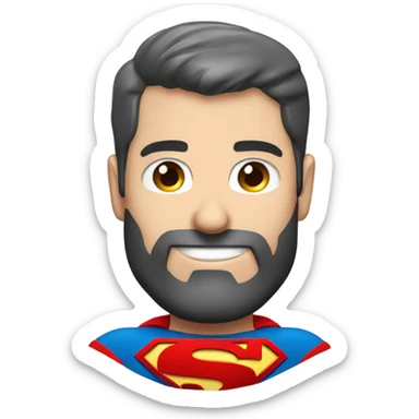 caucasian smiling Superman standing strong with beard and red eyemask sticker