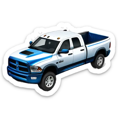 White faded to blue dually dodge ram truck sticker