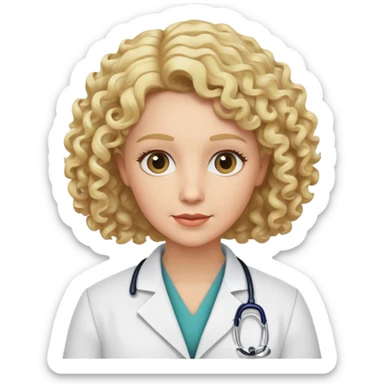 dr. stilwell with curly blonde hair sticker