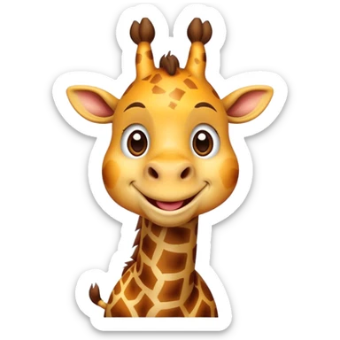 Cartoon short, fat dwarf giraffe with a big smile sticker