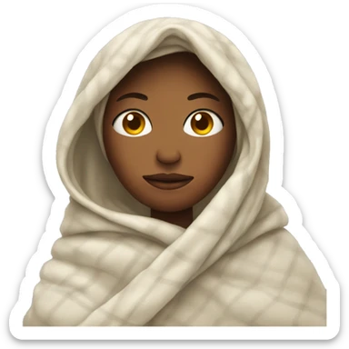 Face of a woman wrapped in a blanket  sticker