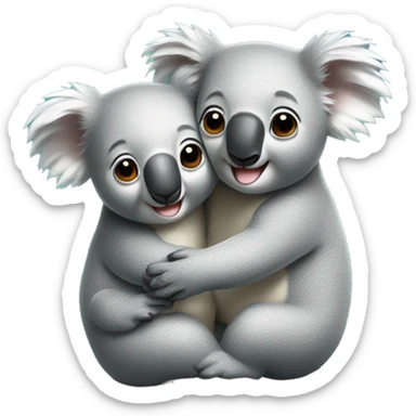 2 koala bears holding eachother cute sticker