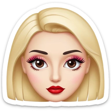 Eyeroll face with eyelashes and lipstick  sticker