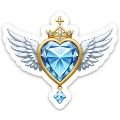 holy diamond emblem with white wings and diamond in the middle sticker