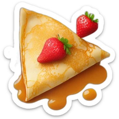 Crêpe bretonne dans une assiette avec des fraises et du caramel  sticker