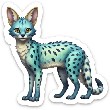 Epic scaley scaled iridescent complex detailed realistic aesthetic-scenic-Fakémon-Trico-Sergal-Serval-Vernid-creature sticker