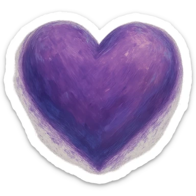 purple heart, painterly, ghibli style, no text sticker