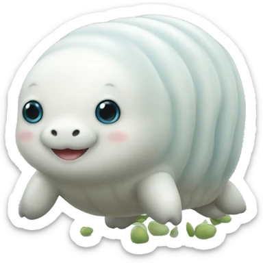 Beluga whale caterpillar bear little legs sticker