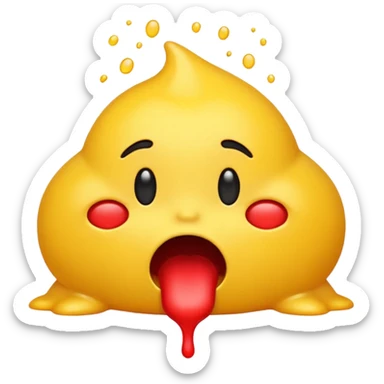  classic yellow emoji vomits with red stuff from mouth sticker