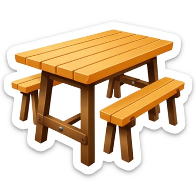 mesa alta color madera natural con bancas altas de color madera natural sticker