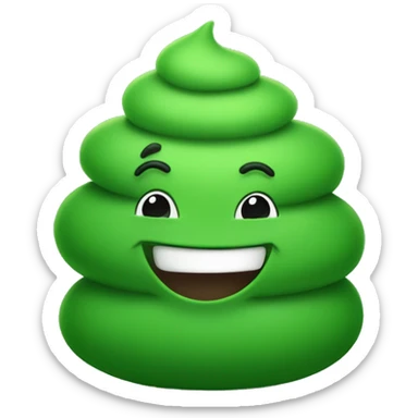 A smiling piled up green poo sticker