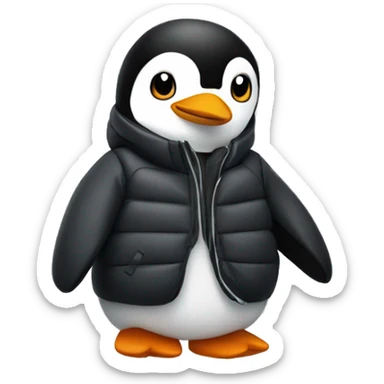 pinguin wearing a north face puffer jacket sticker
