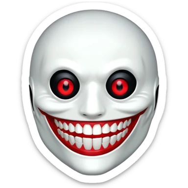 Tokyo ghoul smiling, mask with teeth, one red eye, dark background sticker